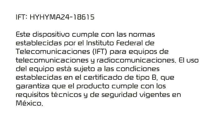 2026 Kia Tasman Declaration of Conformity image. It displays the IFT certification statement for Mexico with the ID 'IFT: HYHYMA24-18615'. The Spanish text confirms that the device complies with the standards established by the Federal Telecommunications Institute (IFT) and technical safety requirements in Mexico. This explains the radio frequency component compliance for the Mexican market.