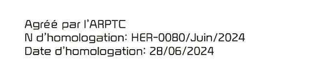 2026 Kia Tasman ARPTC declaration of conformity image. The text displays 'Agréé par l'ARPTC', 'N d'homologation: HER-0080/Juin/2024', and 'Date d'homologation: 28/06/2024'. This describes the radio frequency component certification details.