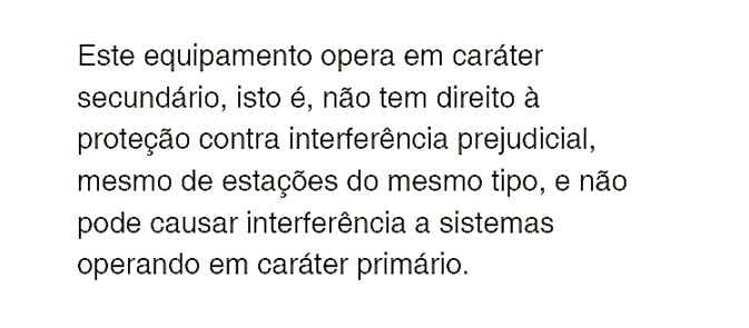 2026 Kia Tasman Declaration of Conformity image. It displays the Portuguese text 'Este equipamento opera em caráter secundário', indicating the equipment operates on a secondary basis without interference protection. This explains radio frequency compliance.