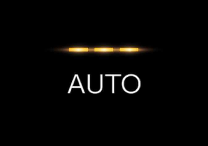 2026 Kia Tasman automatic climate control high level indicator icon. It displays three glowing orange horizontal dashes positioned above the white text 'AUTO'. This indicates the high intensity level setting for the automatic climate control system.