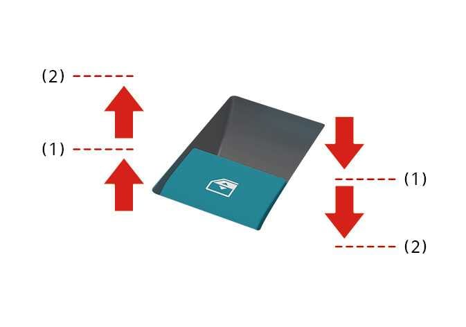 2026 Kia Tasman window switch control image. The switch is highlighted in teal, with red vertical arrows indicating the direction to pull up or press down. Dashed lines mark the first (1) and second (2) detent positions. This describes the function of operating the window switch levels.