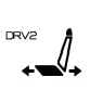 2026 Kia Tasman DRV2 fuse symbol icon. The image displays a side view of a seat with the text 'DRV2' and horizontal arrows pointing left and right at the bottom. It identifies the fuse protecting the driver's seat adjustment circuit.