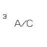 2026 Kia Tasman A/C3 fuse icon. The icon displays the text 'A/C' with a small number '3' in the upper left corner. It identifies the fuse protecting the air conditioning control circuits.