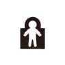 2026 Kia Tasman occupant detection symbol icon. A white human figure silhouette is centered inside a black, arch-shaped background. It indicates the occupant detection or interior monitoring system.