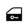 2026 Kia Tasman door lock symbol icon. The icon displays a stylized car door with a key symbol on the door panel. It identifies the fuse protecting the door lock system.