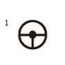 2026 Kia Tasman steering wheel symbol icon. A steering wheel icon with the number 1 on the left. Identifies the fuse for the steering system.