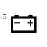 2026 Kia Tasman B+ 6 fuse symbol icon. A rectangular battery icon showing negative and positive terminals with the number 6 on the left. Identifies the B+ 6 fuse in the engine compartment fuse panel.