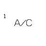 2026 Kia Tasman A/C symbol icon. The text "A/C" is displayed with a small number "1" at the top left. Identifies the fuse for the air conditioning system in the engine compartment fuse panel.