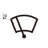 2026 Kia Tasman Wiper 2 fuse symbol icon. A windshield icon with a wiper arm inside, accompanied by the number 2 on the left. Identifies the Wiper 2 fuse in the engine compartment fuse panel.