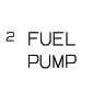 2026 Kia Tasman Fuel Pump fuse symbol icon. The text 'FUEL PUMP' is displayed with the number 2 on the left. Identifies the Fuel Pump fuse in the engine compartment fuse panel.