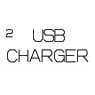 2026 Kia Tasman USB Charger 2 fuse symbol icon. The icon displays the text 'USB' above 'CHARGER' with a superscript number '2' on the left. Identifies the USB Charger 2 fuse in the engine compartment fuse panel.