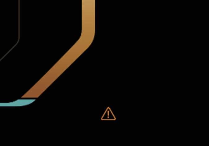 2026 Kia Tasman Master Warning Light icon image. A yellow triangle symbol containing an exclamation mark is displayed on a black background, with partial brown and teal-colored graphic lines visible on the left. It functions to alert the driver to a vehicle system warning or caution condition.
