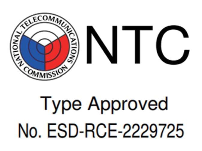2026 Kia Tasman NTC certification label image. It features the National Telecommunications Commission logo with blue and red segments, the text 'NTC', and the approval number 'No. ESD-RCE-2229725'. This explains the radio frequency compliance certification.