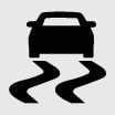 2026 Kia Tasman Electronic Stability Control (ESC) indicator light icon. It depicts a car silhouette with wavy lines below, indicating the system's activation or malfunction.