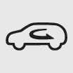2026 Kia Tasman Internal air circulation icon. It displays a car outline with a curved arrow inside pointing backwards. This icon indicates the function of automatically switching to indoor circulation mode.