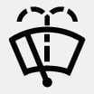 2026 Kia Tasman Low washer fluid warning light icon. The symbol depicts a windshield with a wiper arm and dotted lines representing fluid spray. It functions to warn the driver when the washer fluid level is low.