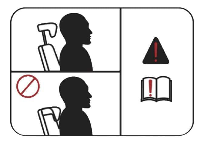 2026 기아 타스만 뒷좌석 헤드레스트 올바른 착석 위치 이미지입니다. 상단은 헤드레스트가 머리 높이에 맞춰진 올바른 상태를, 하단은 낮게 위치한 상태에 붉은색 금지 기호가 표시된 모습을 보여줍니다. 우측에는 경고 및 매뉴얼 참조 아이콘이 있으며, 탑승 시 헤드레스트를 신체에 맞게 조절하여 안전을 확보하는 기능을 설명합니다.