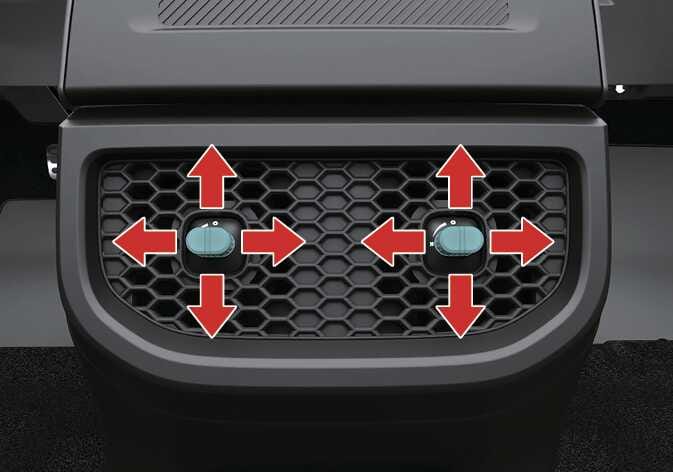 2026 기아 타스만 뒷좌석 송풍구 방향 조절 이미지입니다. 송풍구 중앙에 청록색으로 강조된 조절 레버가 위치해 있으며, 레버 주변으로 상하좌우 방향을 지시하는 붉은색 화살표가 표시되어 있습니다. 레버를 상하좌우로 움직여 바람이 나오는 방향을 조절하는 기능을 설명합니다.