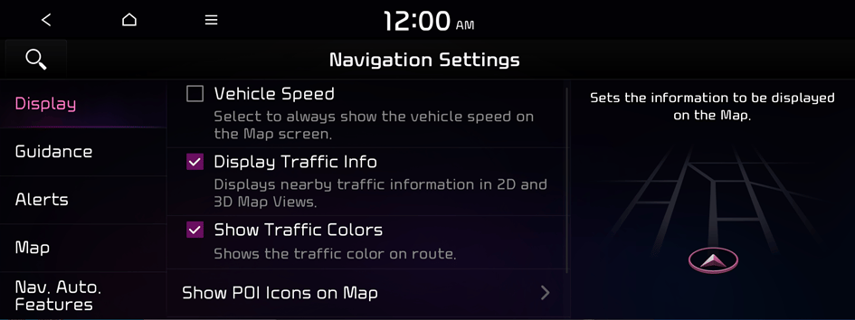 The screen may differ depending on the vehicle model and specifications.