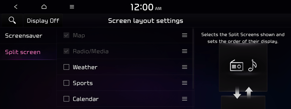 The screen may differ depending on the vehicle model and specifications ...