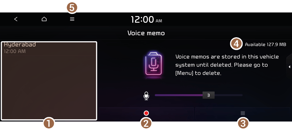 Voice memo screen