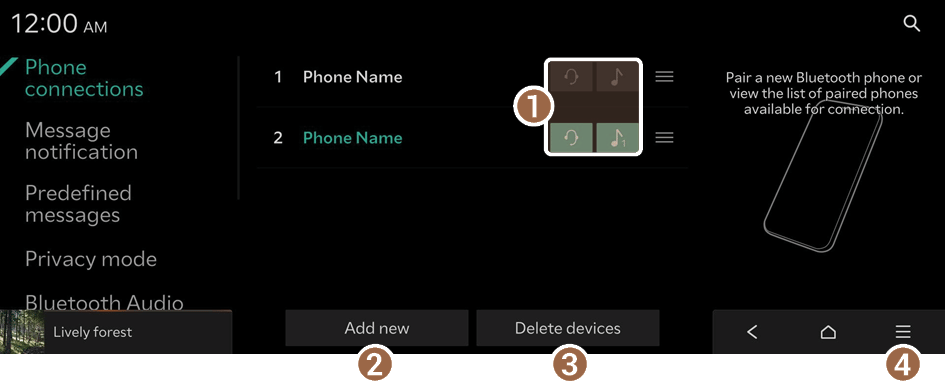 Bluetooth connection screen