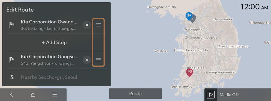 After editing the route, press Route . Select the updated route and ...