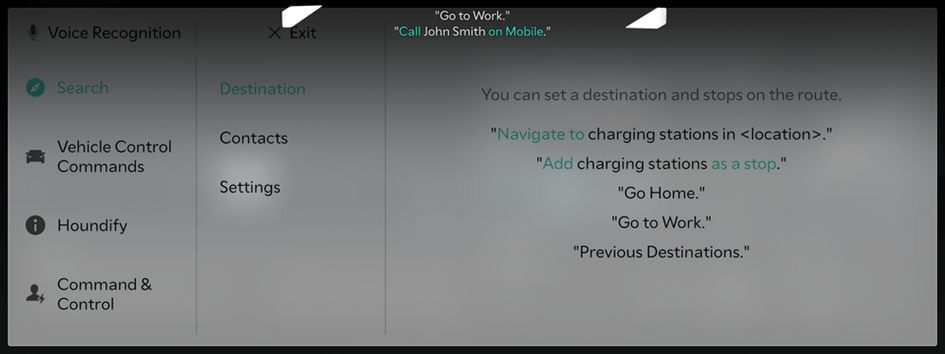 List of voice commands